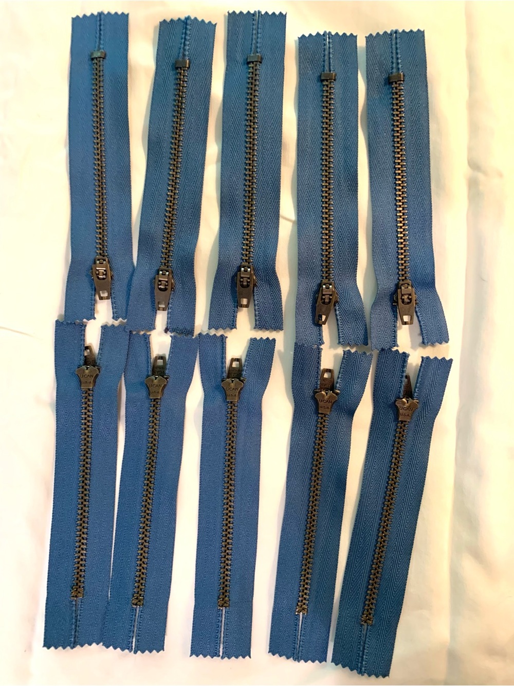 UCAN 4" Metal Zippers Antique Brass USA-made (10)